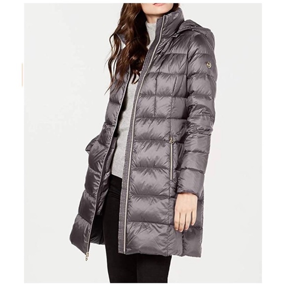 Michael Kors Hooded Long Packable Down Puffer Coat Down Waterfowl Feathers 2xl
